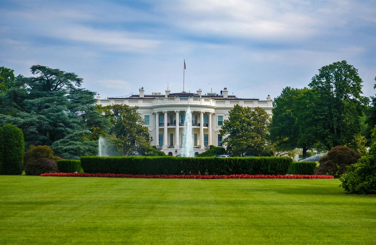 Architectural landmark: the white house front lawn view © david everett strickler