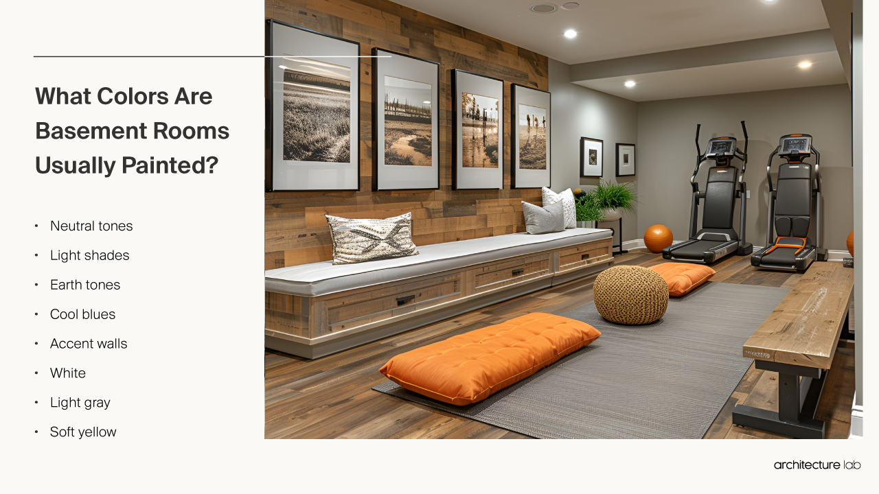 What colors are usually painted in basement rooms?