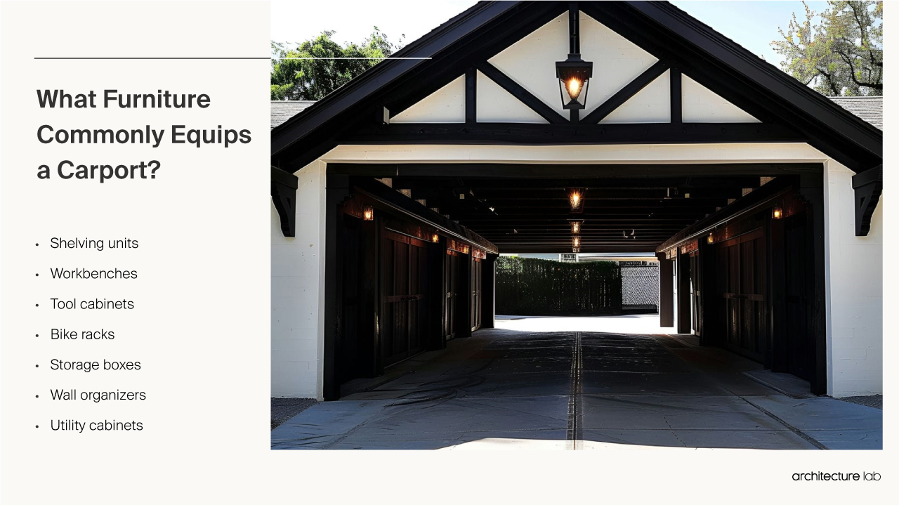What furniture commonly equips a carport?