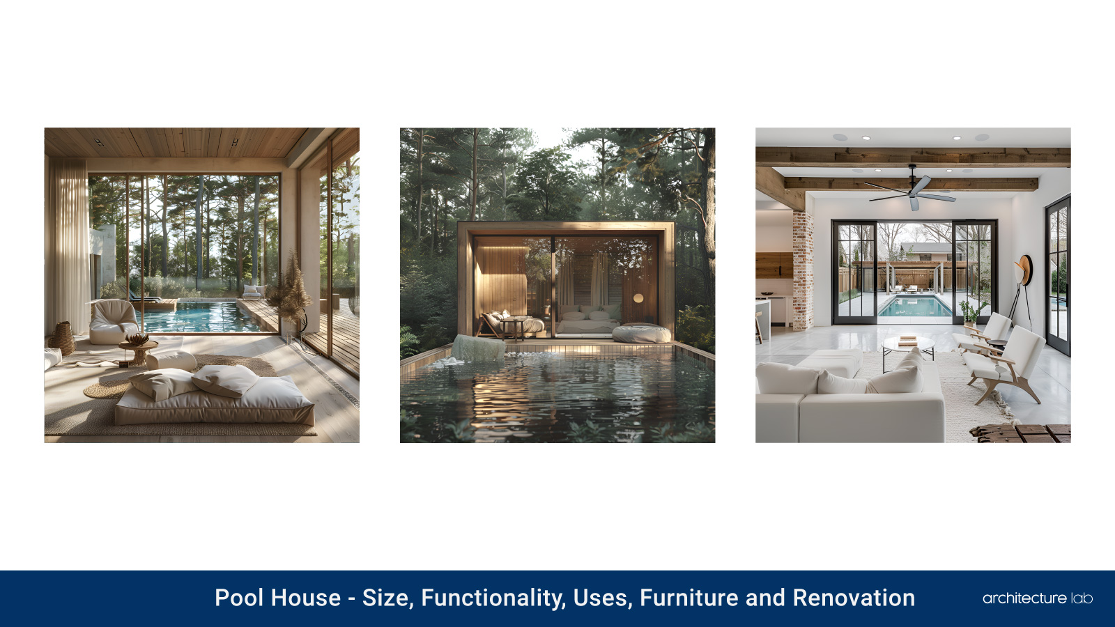 Pool house: size, functionality, uses, furniture and renovation