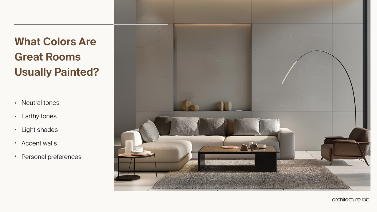 Great Room - Size, Functionality, Uses, Furniture And Renovation What colors are usually great rooms painted?