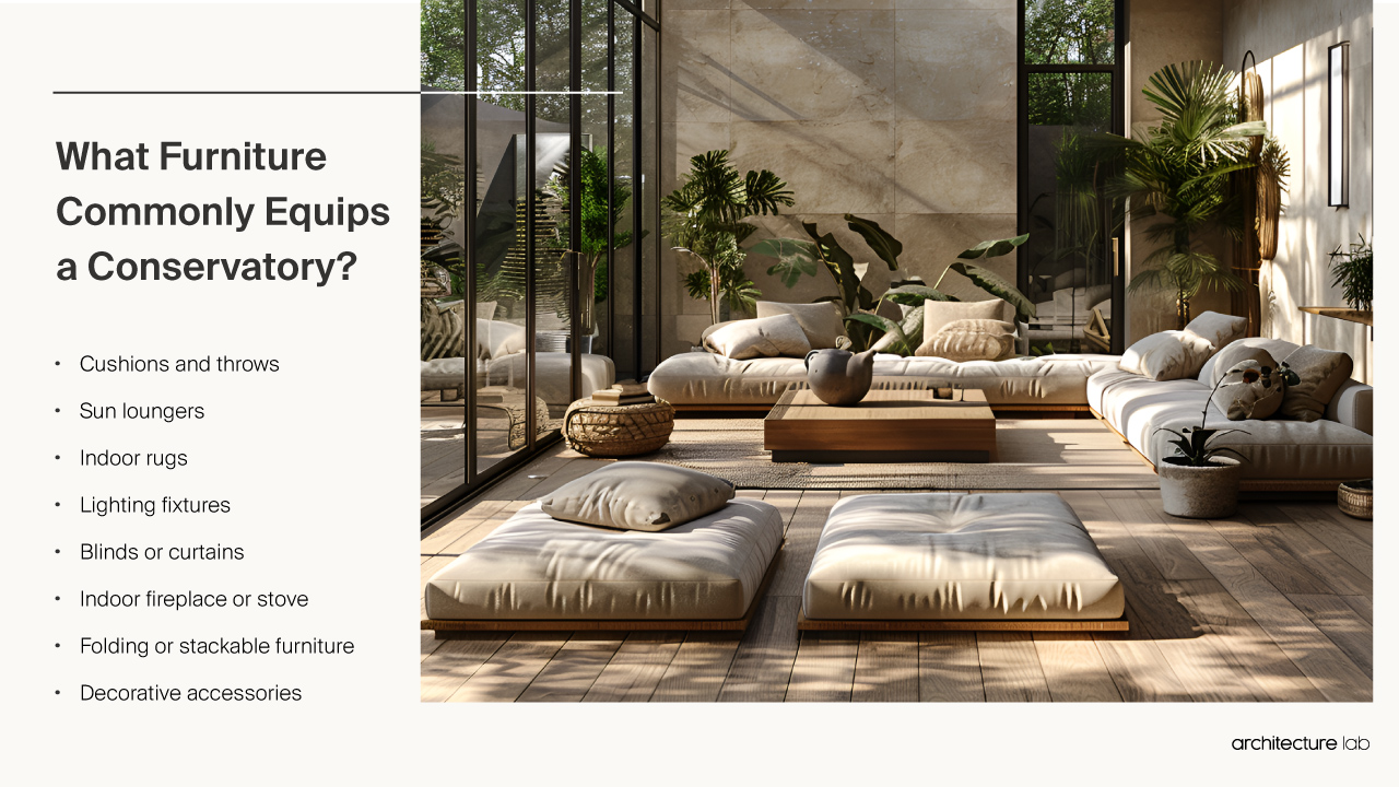 Conservatory - Size, Functionality, Uses, Furniture And Renovati What furniture commonly equips a conservatory?