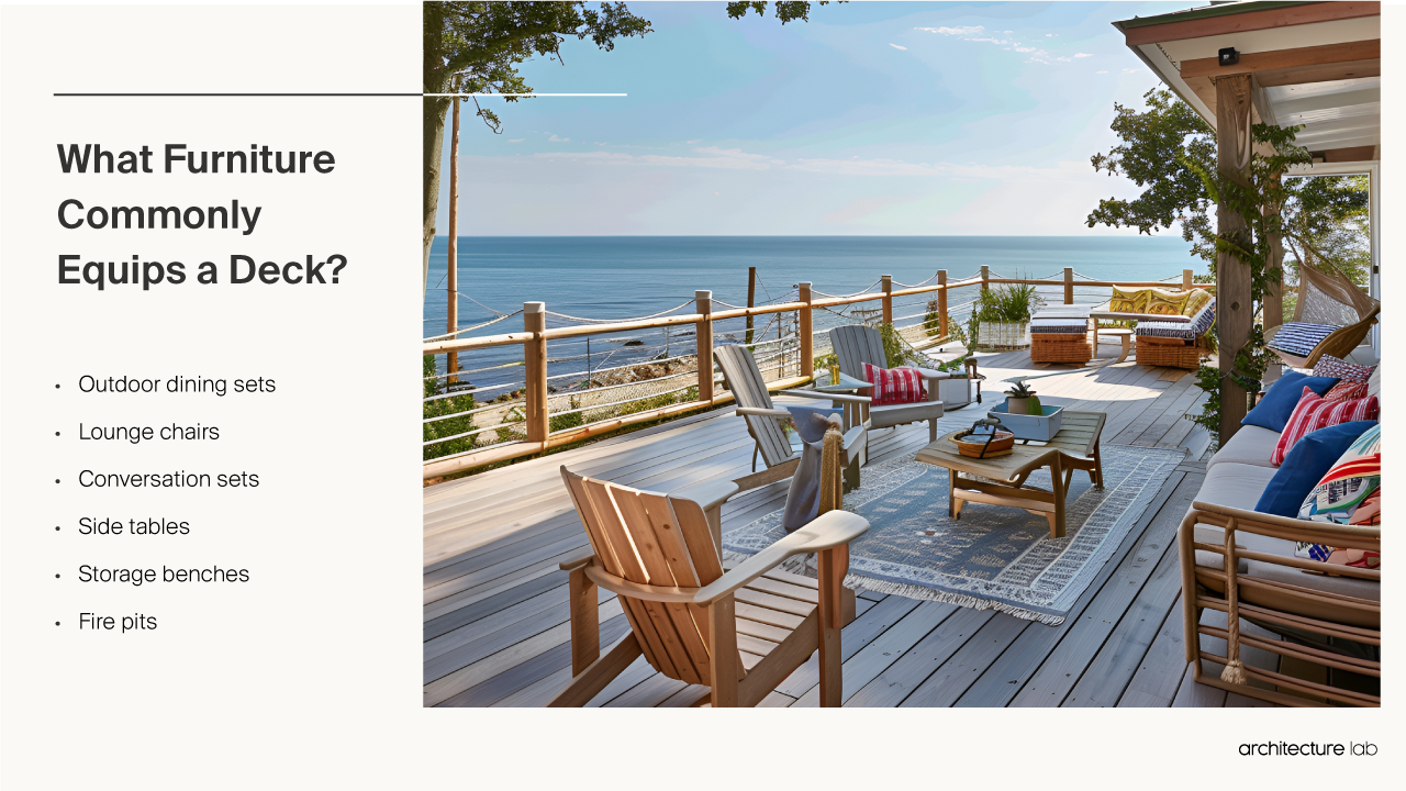 Deck - Size, Functionality, Uses, Furniture And Renovation What furniture commonly equips a deck?