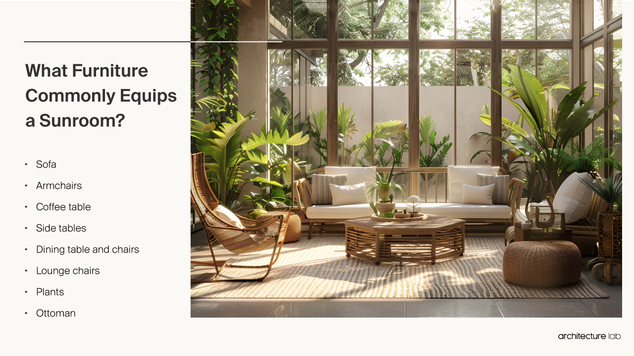 Sun Room - Size, Functionality, Uses, Furniture And Renovation What furniture commonly equips a sunroom?