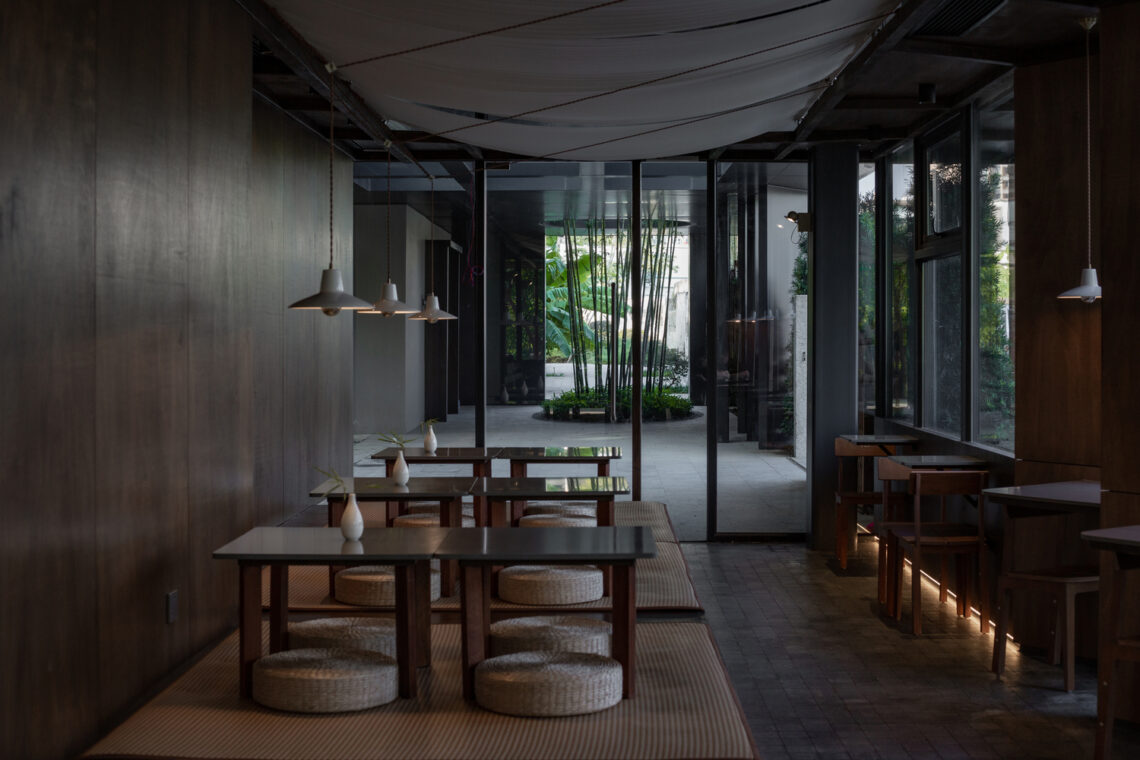Wooden pavilion by the river - fei patisserie / neme studio architects
