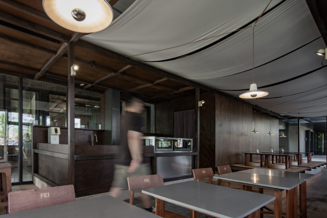 Wooden pavilion by the river - fei patisserie / neme studio architects