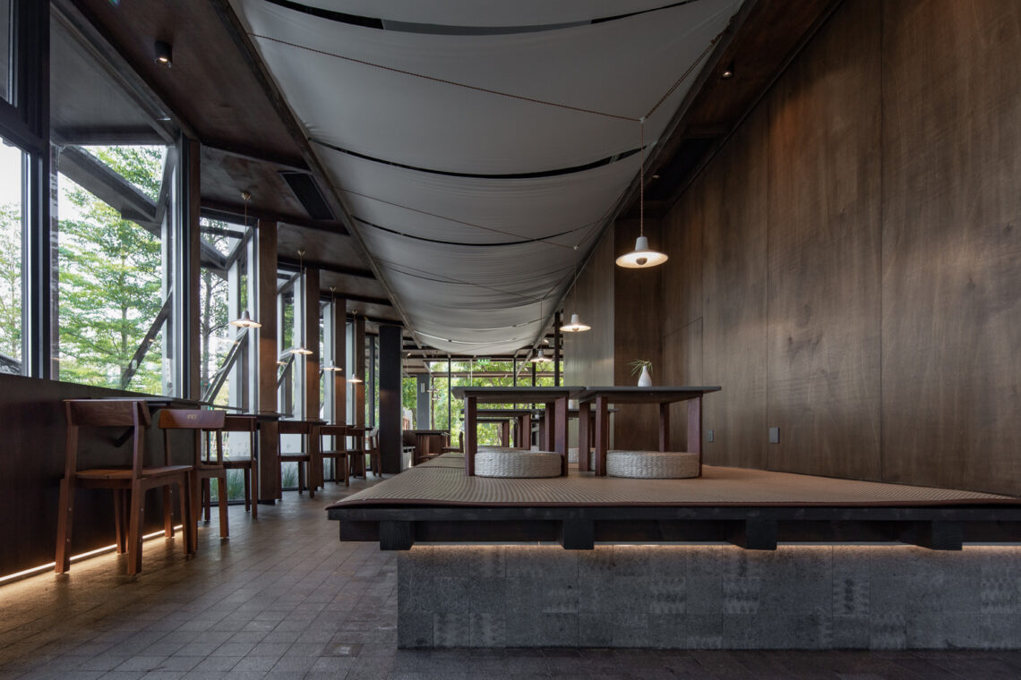 Wooden pavilion by the river - fei patisserie / neme studio architects
