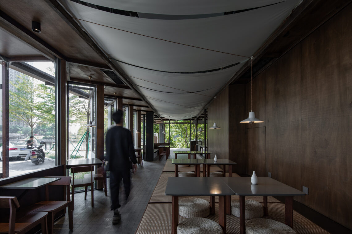 Wooden pavilion by the river - fei patisserie / neme studio architects