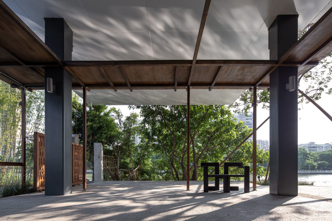 Wooden pavilion by the river - fei patisserie / neme studio architects