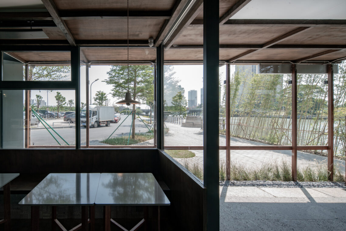 Wooden pavilion by the river - fei patisserie / neme studio architects