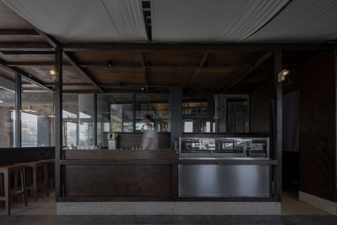 Wooden pavilion by the river - fei patisserie / neme studio architects