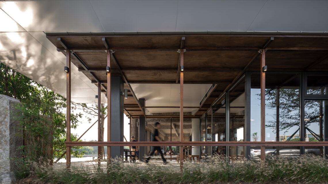 Wooden pavilion by the river - fei patisserie / neme studio architects