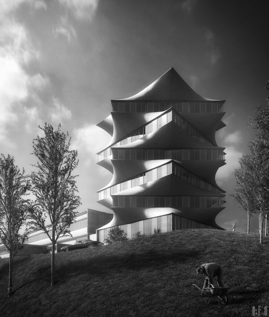 La Pagoda / Miguel Fisac | Classics On Architecture Lab 24 Digital visualization of la pagoda, jorba laboratories, madrid - © ufo cristian chierici