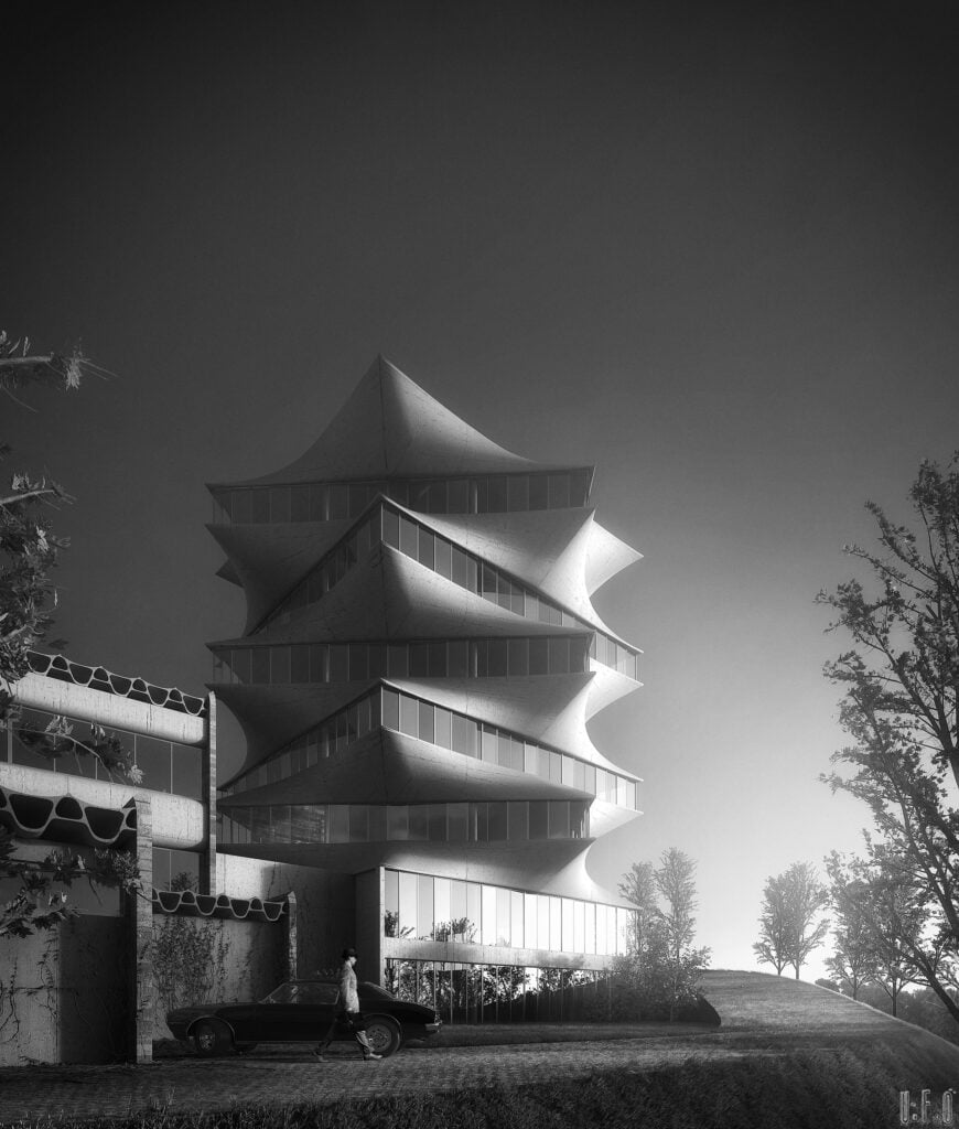La Pagoda / Miguel Fisac | Classics On Architecture Lab 23 Digital visualization of la pagoda, jorba laboratories, madrid - © ufo cristian chierici