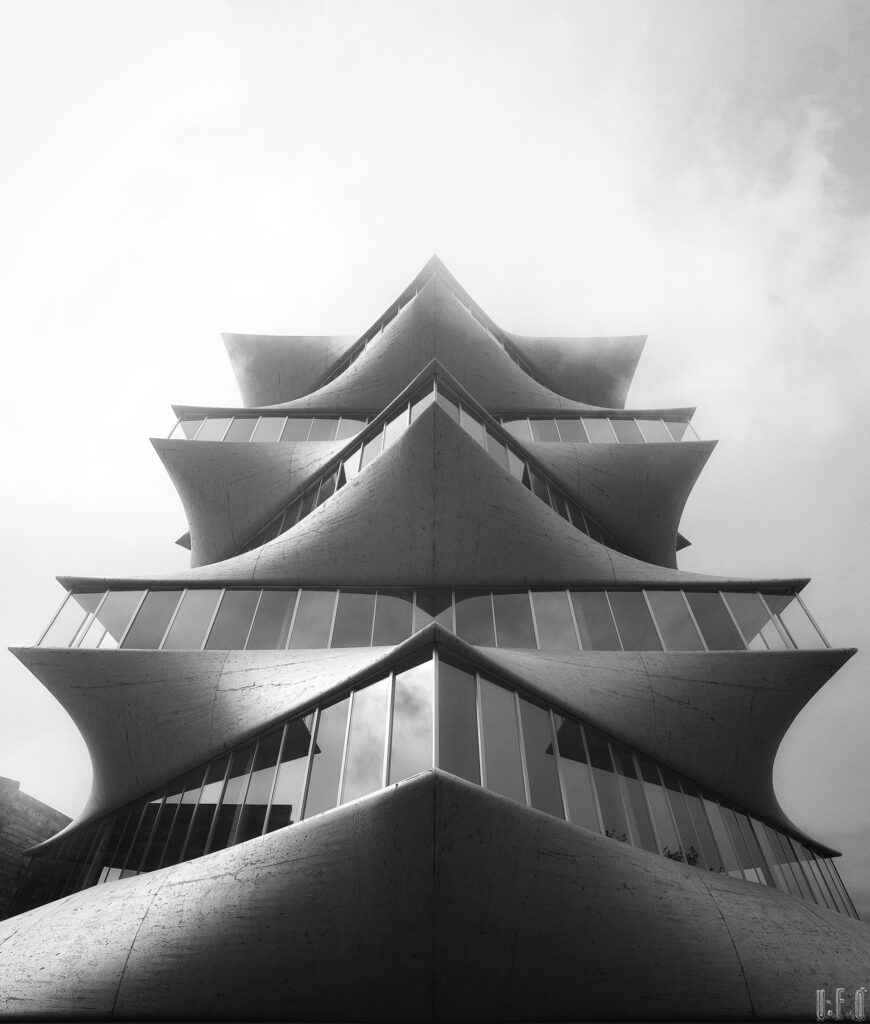 La Pagoda / Miguel Fisac | Classics On Architecture Lab 22 Digital visualization of la pagoda, jorba laboratories, madrid - © ufo cristian chierici