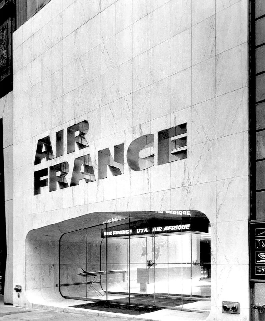 Pierre Gautier Delaye And Air France | Pioneering International Design Excellence 1 Air france's 1971 midtown manhattan office by pierre gautier-delaye features stone-carved signage and a concorde model inside. ยฉ air france.