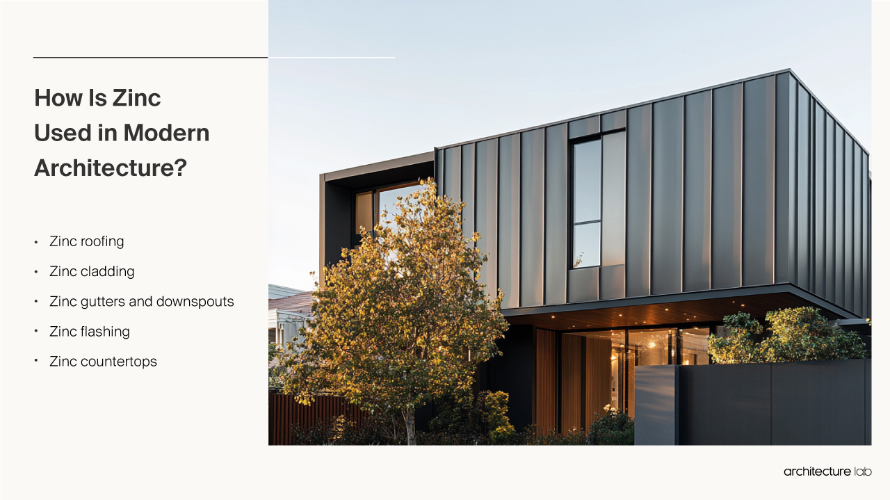 Zinc - Building Uses, Attributes, Price And Design Trends How is zinc used in modern architecture?