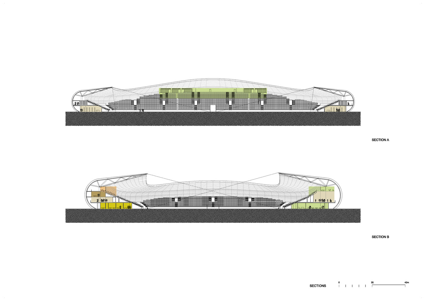Sections Football stadium arena borisov / ofis architects