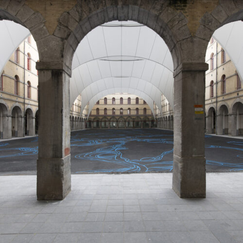 Covering of the courtyard of the carré des arts in mons / agwa + ney & partners