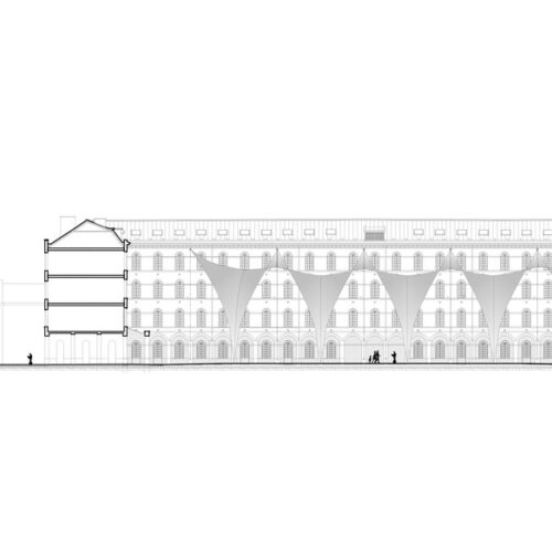 Covering of the courtyard of the carré des arts in mons / agwa + ney & partners