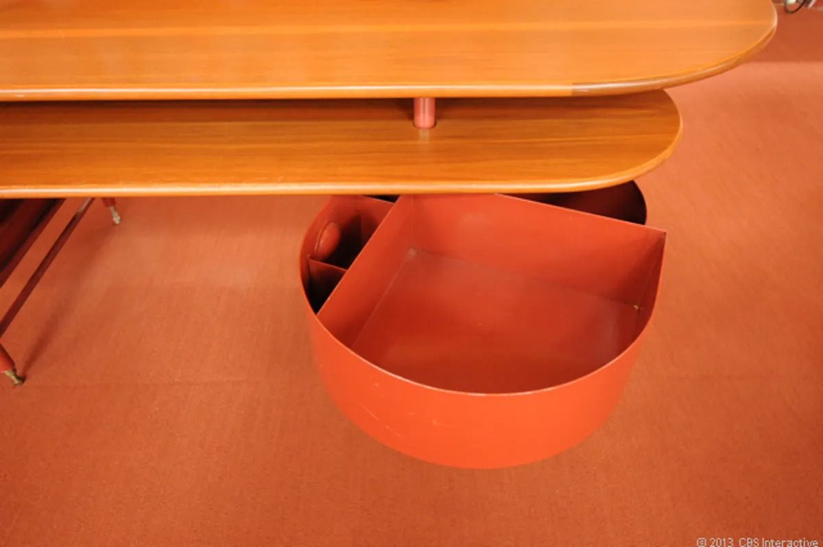 Desk_With_Swing_Drawer_Pulled_Out Frank lloyd wright's architectural feat: supporting 60 tons on a lily pad columns at sc johnson headquarters