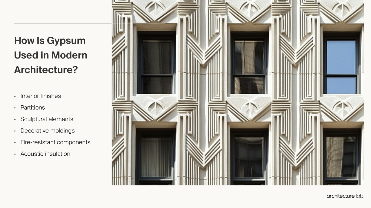How is gypsum used in modern architecture?