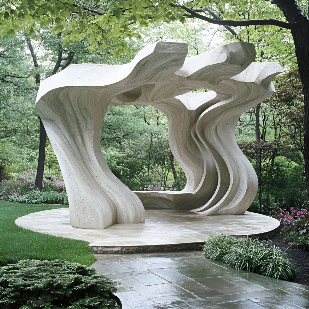 Sculptural stone garden pavilion 1