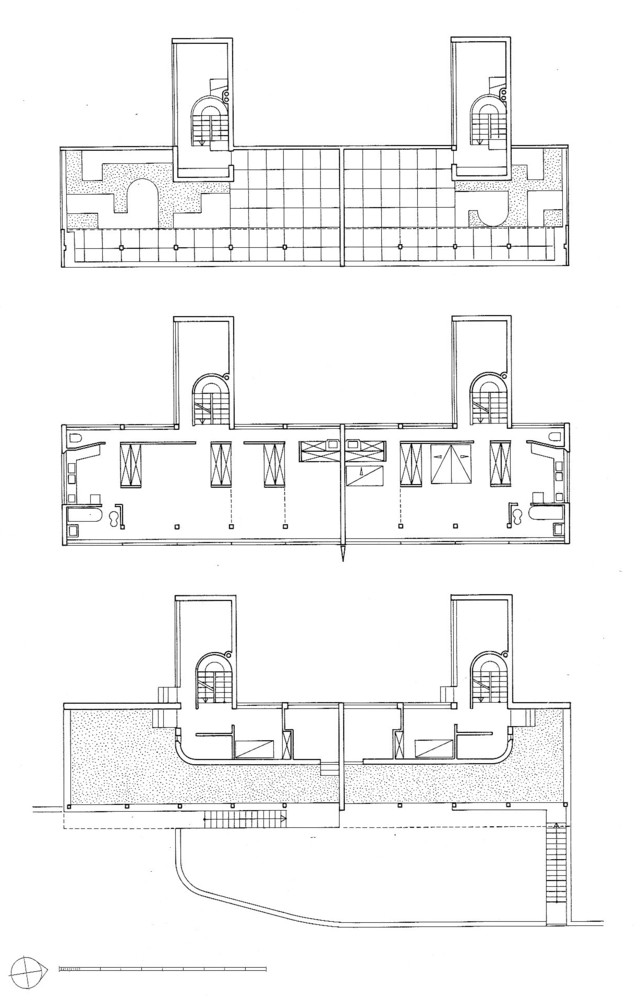 Floor_Plans Weissenhof-siedlung houses 14 and 15 / le corbusier + pierre jeanneret | classics on architecture lab