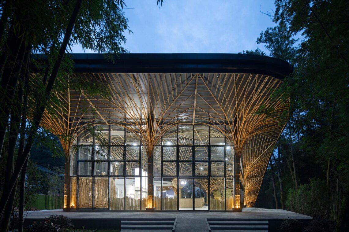 Qionglai bamboo pavilion / uno architects china