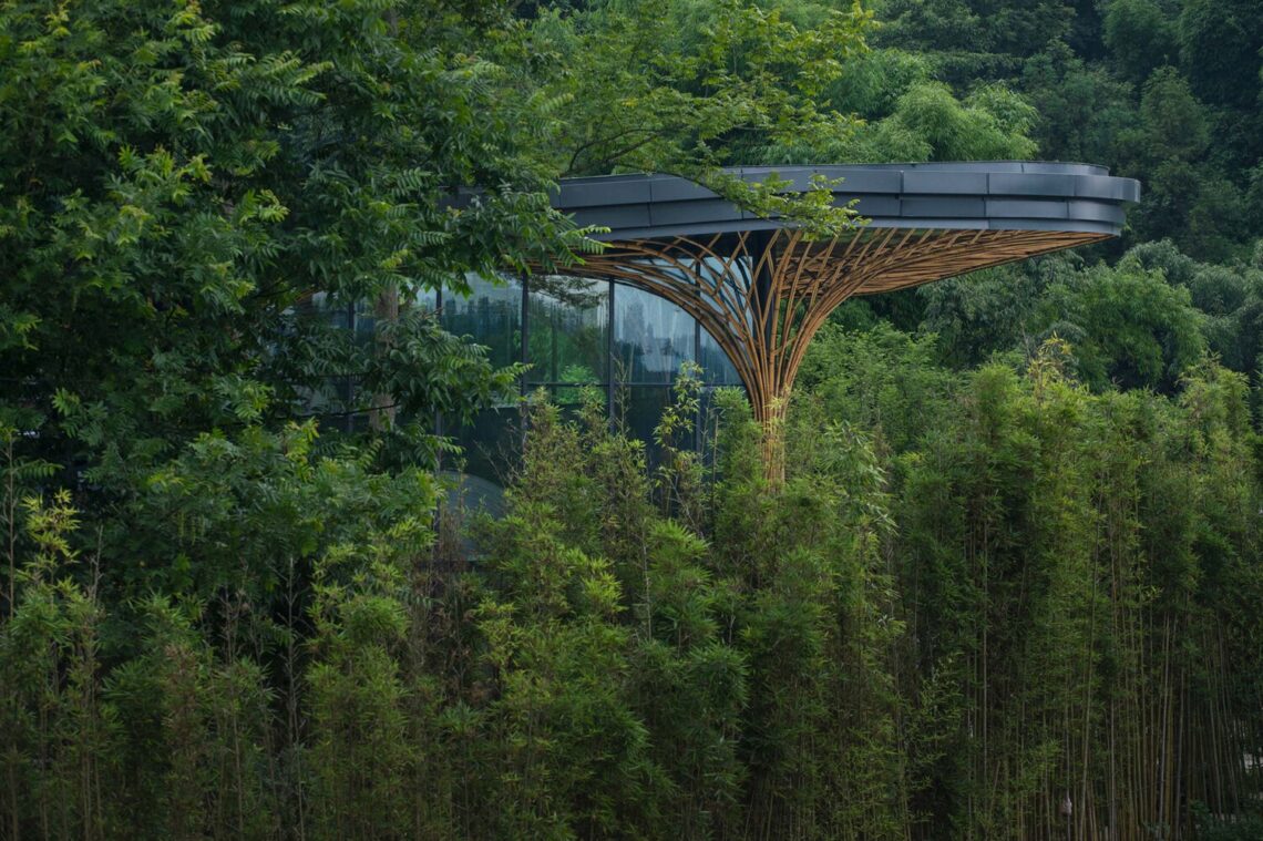 Qionglai bamboo pavilion / uno architects china