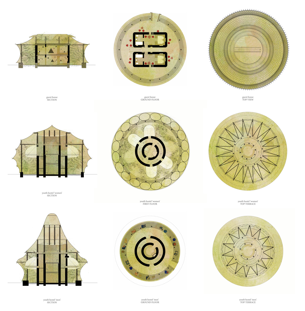 Plans_And_Sections Bamboo hostels china / studio anna heringer