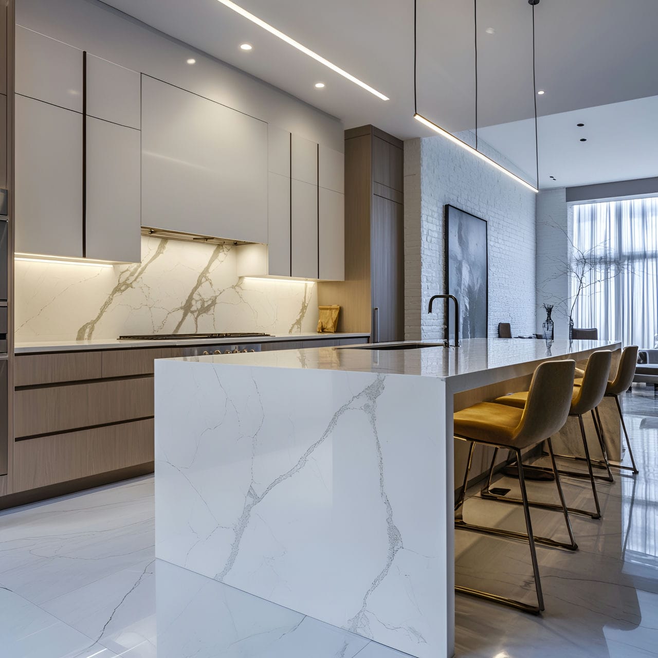 20 Best Kitchen Ideas And How To Design One Yourself! 331 15. Waterfall countertop