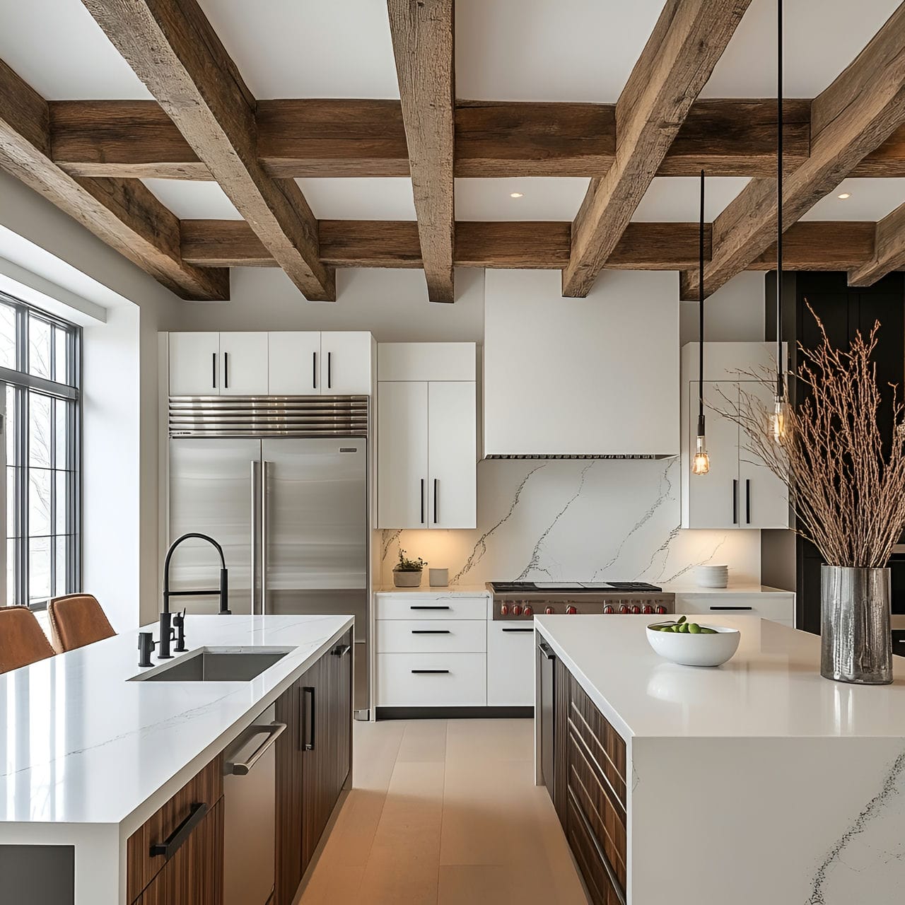 20 Best Kitchen Ideas And How To Design One Yourself! 335 16. Exposed wood beams