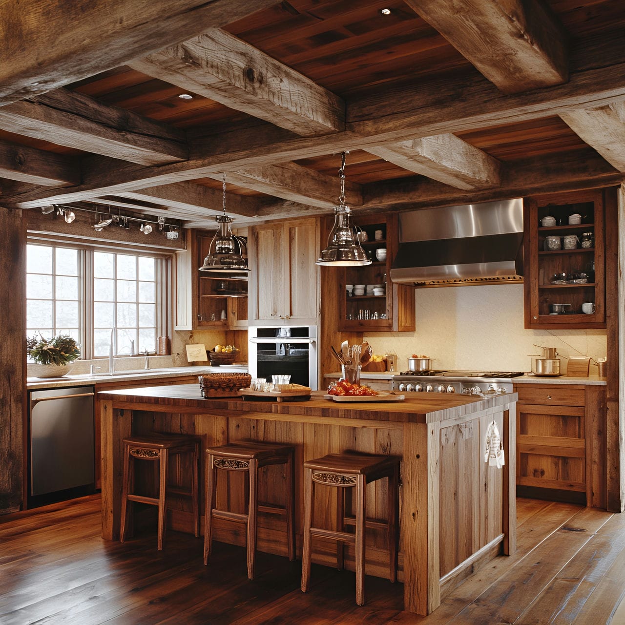 20 Best Kitchen Ideas And How To Design One Yourself! 338 16. Exposed wood beams