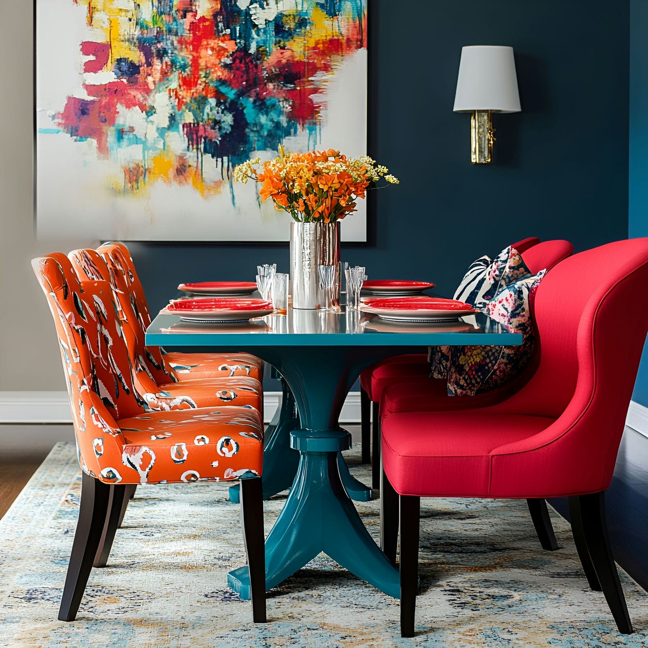20 Best Dining Room Ideas And How To Design One Yourself! 343 18. Bold color accentsย
