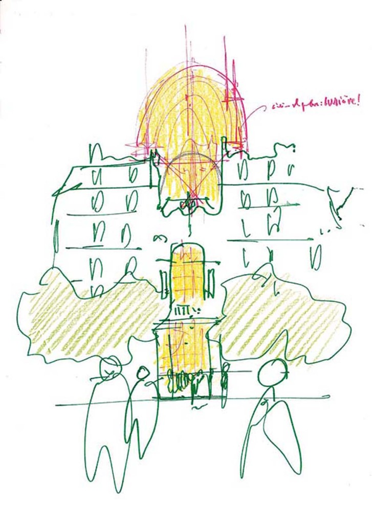 Renzo_Piano_Sketch Pathé foundation / renzo piano building workshop