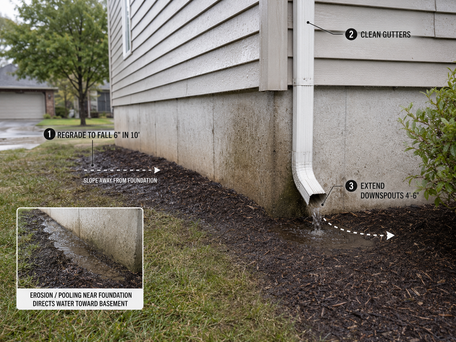 Foundation Grading + Guttersdownspouts Image Architecture Lab Fixing Moisture Causes Foundation grading guttersdownspouts image architecture lab fixing moisture causes
