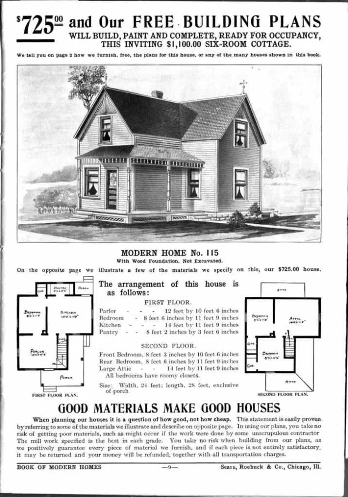 Who Really Designs The Suburbs? 1 Sears kit home catalogue page or early twentieth century pattern book house plan