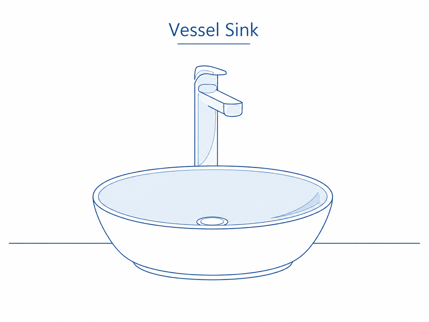 Vessel-Bathroom-Sink-Blue-Line-Illustration Blue line illustration of a vessel bathroom sink sitting above the countertop